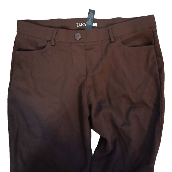 Tapata chocolate brown pull on knit pants sz XL front back pockets Bootcut rayon - Picture 2 of 3